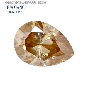 Piedras preciosas sueltas GRA REAL % Gemstone suelto 1.0ct Color de champán MOISSANITE Stone VVS1 Diamante en forma de pera Indefinado para joyas Anillo de diamante Q2312222
