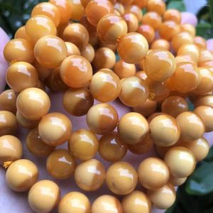 Pierres précieuses en vrac Meihan gros naturel haut Birmanie jaune Jade jaspe pierres rondes lisses perles pour la fabrication de bijoux bricolage conception Bracelet