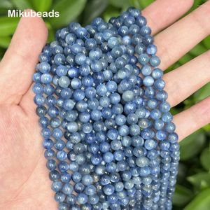 Pierres précieuses en vrac Kyanite naturelle, perles rondes lisses de 6mm pour la fabrication de bijoux, bracelets et colliers, bricolage, vente en gros