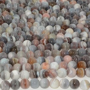 Pierres précieuses en vrac, belles veines naturelles, agate du Botswana, perles rondes de 10mm