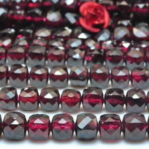 Pierres précieuses en vrac, grenat rouge naturel, perles cubiques à facettes, vente en gros, fabrication de bijoux, 15 pouces