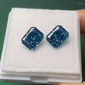 Piedras preciosas sueltas Ruif, diamante especial hermoso, corte radiante azul, piedra de circonita cúbica de corte triturado para fabricación de joyas ligeras
