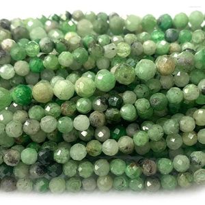 Piedras preciosas sueltas Veemak, cuentas facetadas redondas de tanzanita verde para la fabricación de joyas, collar de cristal Natural DIY, pulseras, pendientes