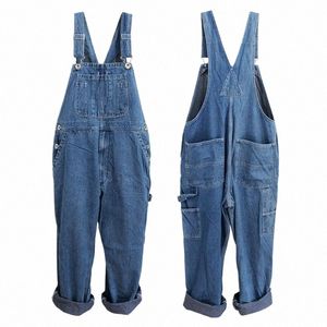 Salopette ample Bib Hommes Jeans Énorme Denim Droit Combinaisons Large Jambe Pantalon Cargo Pantalon Hip Hop Plus Grande Taille 28 - 50 n1cz #