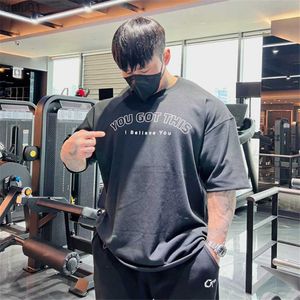 Loose Style Corée Marque 2022 T-shirt D'été Hommes Gym Bodybuilding Fitness Casual T-shirt Homme Streetwear Hip-Hop Tshirt Grande Taille L230520