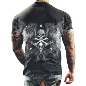 Camiseta holgada con cuello redondo y estampado juvenil, camisetas con estampado de alas de calavera y manga corta, camiseta personalizada de alta calidad para hombre, camiseta transpirable DIY