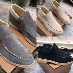 Loro * Piana Cuero Nubuck Zapatos para hombre Newst Walk Zapatos altos Zapatillas de deporte de lujo Diseñador de bloqueo Pisos Zapato de vestir sin cordones Botas 39-46