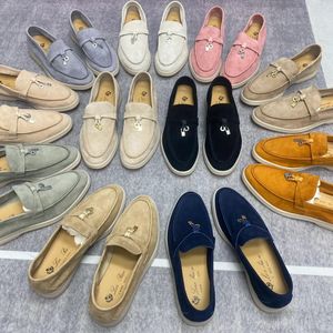 Summer Walk Zapatos casuales de tacón plano para mujer Loro Piano Mocasines vintage Tasman para hombre Zapato de vestir de gamuza Zapatillas de deporte de cuero genuino de lujo Mocasín de diseñador Zapato de regalo