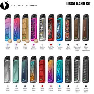 Lost Vape Ursa Nano Kit 18W Sortie maximale avec capacité de batterie de 800mAh 2,5ML Ursa Nano Pod adapté à une bobine de 0,8 ohm / 1,0 ohm Type-C Charge rapide 27 couleurs E-cigarette authentique