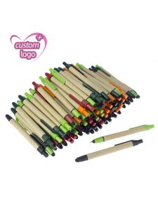 Lot 100 pièces 2 en 1 stylet Eco papier stylo à bille écran tactile stylos à bille Promotion personnalisée cadeau cadeau pour téléphone intelligent Pad 240123