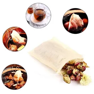 Lote de bolsas de filtro de té, bolsa de papel natural sin blanquear con cordón, infusor de té desechable, bolsas vacías