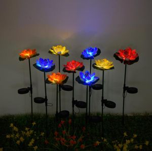 Lotus flor LED LED impermeable Estanque Solar Decoraciones de jardín Multi-color Cambiando Paisaje Decorativo Lámpara de césped Lámpara de jardineras Lámparas Inicio WMQ810