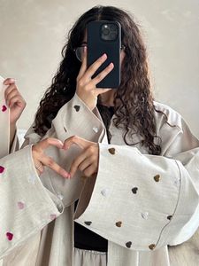 Love Heart broderie Muslim Abaya for Women Aid Dress Maroc Ramadan Lace-Up Abayas Kaftan Islam Cardigan Dubai Arab Long Robe 240411