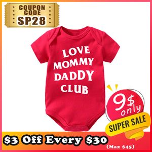 Love Mommy Daddy Club Ropa para bebés recién nacidos Algodón para niños Mameluco fácil a presión Mamelucos para niños Ropa infantil para niñas Body Diseñadores para bebés Monos Mono