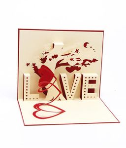 Arbre d'amour fait à la main Kirigami Origami 3D Pop UP cartes de voeux pour mariage anniversaire fête festive Supplies6553056