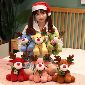 Lovely 32 cm Christmas Elk Plush Toys Relleno de ciervo suave Mu￱eca de regalo para ni￱os Decoraci￳n del hogar Decoraci￳n del hogar