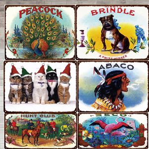 Animales encantadores pintura de metal perro gato carteles de chapa cartel decoración del hogar Vintage caballo Matal placas sala de estar pared arte hombre cueva decoración pintura personalizada 30X20 w01