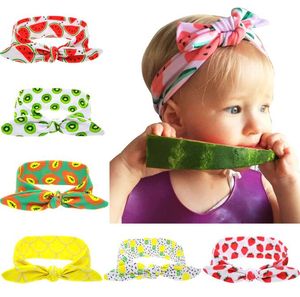 Belle tête de lapin wrpas Turban Impression de fruits pour bébés Oreilles de lapin Bandeaux enfants Pastèque Fraise imprimé accessoires pour cheveux bébé Bande de cheveux Coiffe