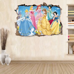 Joli château princesse Stickers muraux pour enfants chambre hauteur mesure conte de fées dessin animé bricolage décor Mural filles chambre décoration cadeau