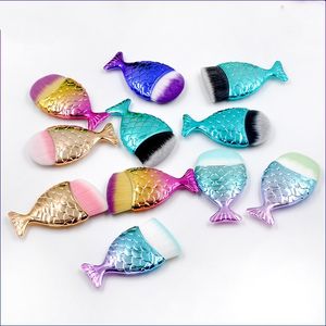 Belle Fondation Mermaid Maquillage Pinceau en forme de poisson en forme de poudre de poudre cosmétique Maquillage de maquillage Cosmétique Toot Tool Kit FishTail Fond Contour Contour Brosses 418 K2