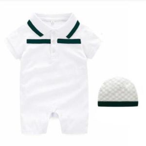 Joli nouveau-né, vêtements pour bébés, barboteuse de styliste à manches courtes, vêtements pour bébés garçons et filles, combinaisons de marque + chapeau