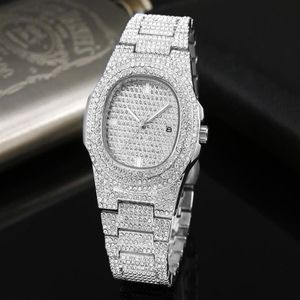 Amantes al estilo Women Men relojes Top Brand Luxury Out Watch Gold Diamond Watch For Men Women Quartz Square Wristwatc2503