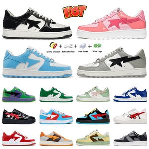 Designer Casual Shoes Platform Sneakers Blue Orange Camo Green Pastel Patel Patent Cuir vert Plate-forme blanche noire pour hommes Femmes Bapestarsk8 Trainers Jogging