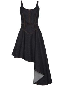 LOW2023WE Street Style Robes designer de marque de luxe Logo de broderie Anagram Moving CASTLE Robe bustier en satin de coton tie-dye Robe corset asymétrique en jean