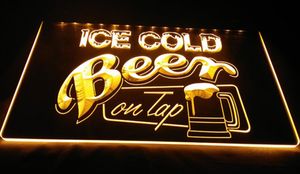LS1096 LED Strip Lights Sign Ice Cold Beer On Tap Bar Gravure 3D Conception gratuite Vente en gros au détail