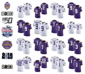 LSU Tigers Maillot de football personnalisé NCAA College Joe Burrow Burreaux Odell Beckham Jr. Justin Jefferson Tryann Mathieu Leonard Fournette Ja'Marr Chase Taille S-4XL