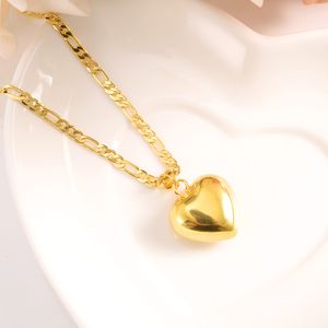 Ltalian 18 k oro fino GF Figaro cadena de eslabones collar pendiente colgante conjunto Dubai amor corazón corona conjuntos de joyas encantos de fiesta nupcial