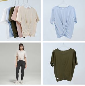 LU-1263 ropa de Yoga para mujer, camisa holgada, camiseta fina de manga corta, camisetas deportivas para ejercicio de verano