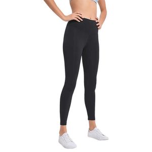 LU-37 pantalons de Yoga femmes taille haute aligner course Leggings de gymnastique exercice serré Fitness entraînement nu Capris pantalons