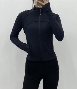 Lu-61 Mujeres Yoga Define Chaqueta Crop Scuba Hoodies Embudo Cuello Top Deportes Ocio Chaqueta con cremallera completa Ropa de gimnasia Casual Running Fitness Coat Venta caliente