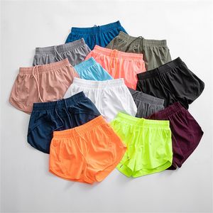 LU-Pantalones cortos transpirables de secado rápido, ropa interior deportiva para mujer, pantalones deportivos para correr con bolsillo, ropa deportiva de princesa para Fitness