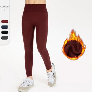 Lu enfants Yoga polaire Leggings pantalon Push Up Fitness doux taille haute aligner legging hanche ascenseur élastique sport pantalon sans couture ll23308