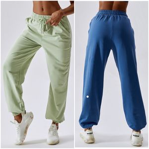 LU LU LEMONS Tenue de yoga pour femme, exercice de course à pied, pantalon taille haute pour adulte, vêtements de sport pour filles, pantalon ample brossé élastique