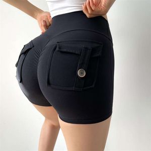 Lu Lu Shorts alinea Lemon Yoga gimnasio con bolsillos en la cintura piernas desnudas de mujer glúteos ejercicios de fitness flexiones pantalones cortos de bicicleta estática alta Jogger