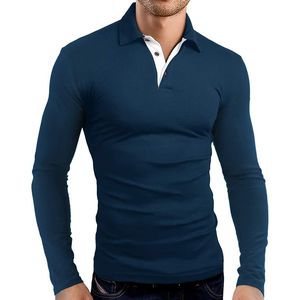 lu Hommes Polo T-shirt à manches longues Hommes Sport Style Col Bouton Chemise Formation Golf Chemise