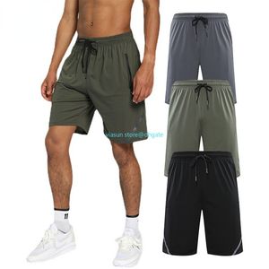 LU Pantalones cortos para hombres Traje de yoga Pantalones para hombres Correr Deporte Entrenador suelto Pantalones cortos Ropa deportiva Gimnasio Ejercicio Adulto Ropa deportiva Elástico Transpirable