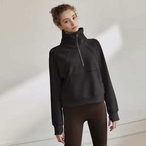 lu Femmes Automne Col Haut Veste De Plongée Sweat Yoga Costume Dames Sweats À Capuche Sport lululy lemenly Manteau De Gymnastique Demi Fermeture Éclair Pull Col Montant Vestes Avec Polaire ll826