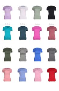 Lu Women's Yoga Long Sleeves Color Couleur Nude Sports Nu Shaping Taist Fitness Terness Jogging Sportswear Women's Women's High Quality New T-shirt Fitness Clothing