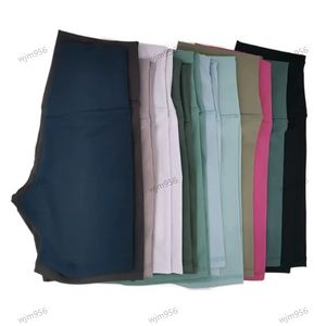 Lu1u 2024 pantalones cortos de Yoga de tiro alto, pantalones cortos deportivos con sentido desnudo, sin línea en T, pantalones ajustados elásticos ajustados de tres puntos para mujer