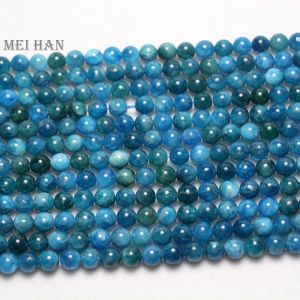 Lucite Meihan al por mayor (2 hebras/juego) Natural 6 + 0,2mm apatita azul suave redonda suelta cuentas de piedras preciosas para fabricación de joyería Diy