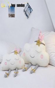 Chanceux garçon dimanche Ins nuage peluche oreiller doux coussin Kawaii nuage peluche jouets pour enfants bébé enfants oreiller fille cadeau MX2002335806