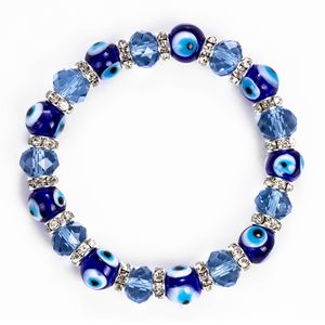 Bracelet œil porte-bonheur en verre bleu, perles en cristal, mauvais œil, pour femmes et hommes, bijoux à la mode réglables