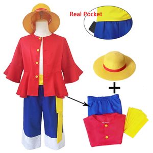 Luffy Cosplay Disfraz Sombrero Anime Monkey D Luffy Cosplay Dos años después Camisa Pantalón Cinturón Traje completo Disfraz de Halloween para hombres Mujerescosplay