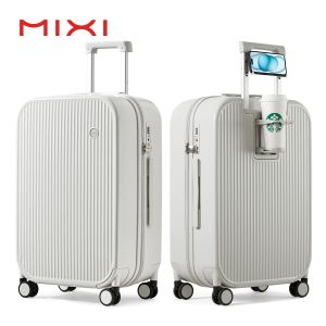 Luggage Mixi 2024 Nouvelle valise de conception Carry Luggage avec porte-gobelet Hard Shell Rolling PC Spinner Wheels Case de chariot