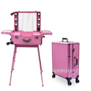 Bagages pofessional Makeup Makeup Studio Artiste Cosmetic Case Beauty Trolley Luggage LED Mirror Mirror Box Pink Suises