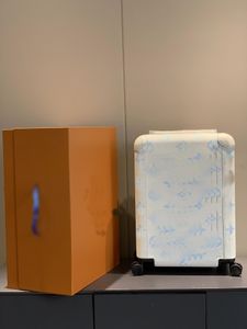 Enveloppement de bagages transport en métal sur la valise de chariot de chariot 21 pouces Spinner Cabin Cabine Aluminium Alloy Blue Material